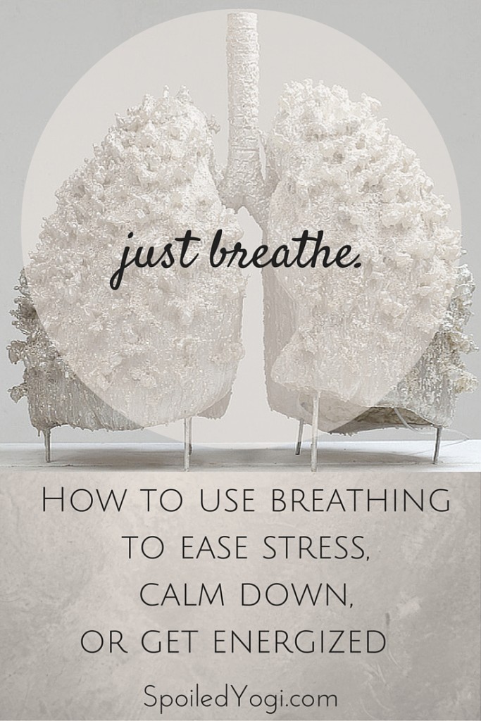 Easy ways to use yoga breathing, or pranayama, to relieve stress, calm down, or get energized. | Spoiledyogi.com