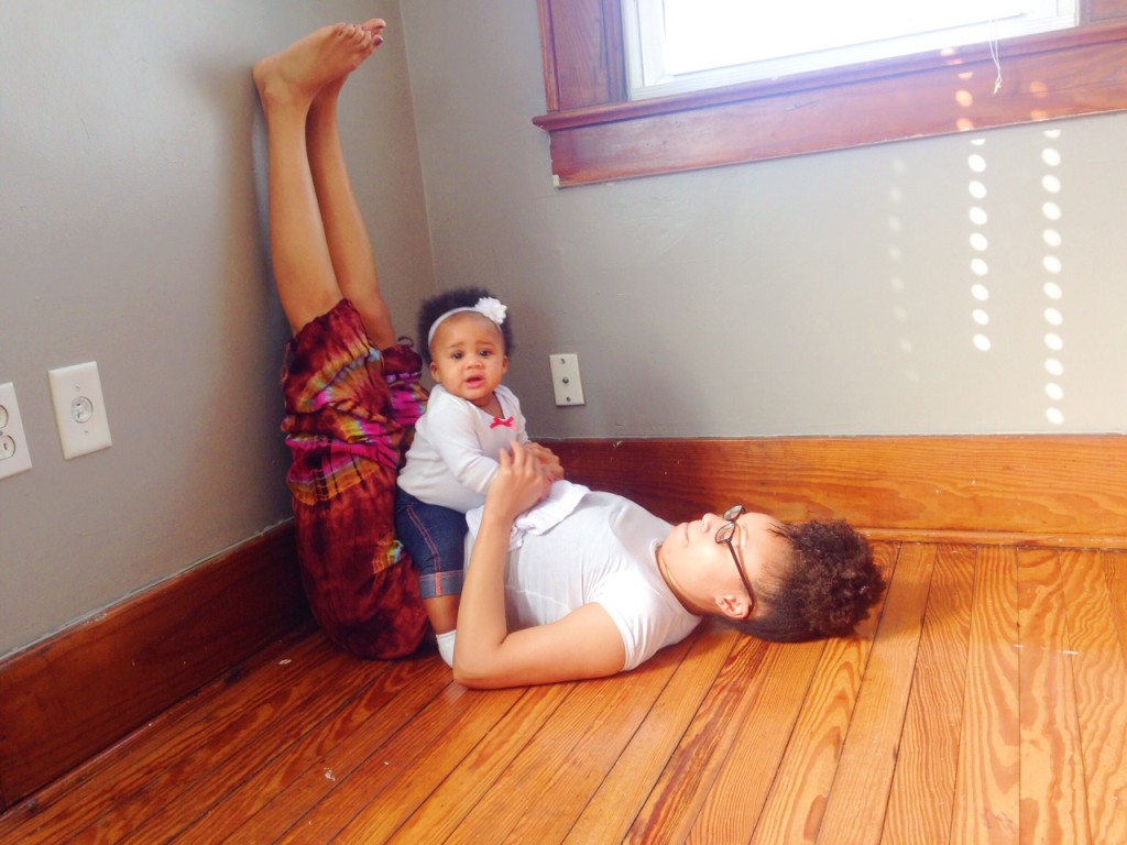 Legs-Up-the-Wall Pose Modified with Baby | Viparita Karani | SpoiledYogi.com