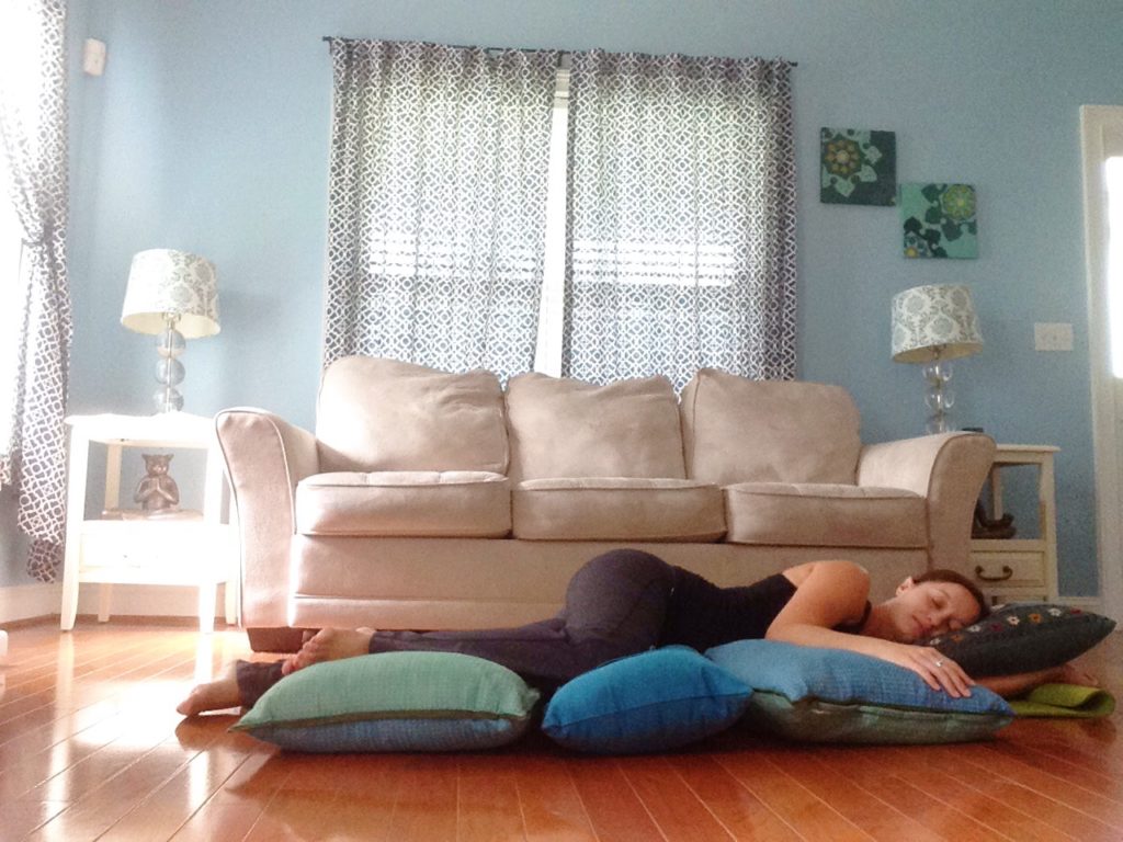 Side Lying Savasana | Best Yoga Poses for the Second Trimester | SpoiledYogi.com